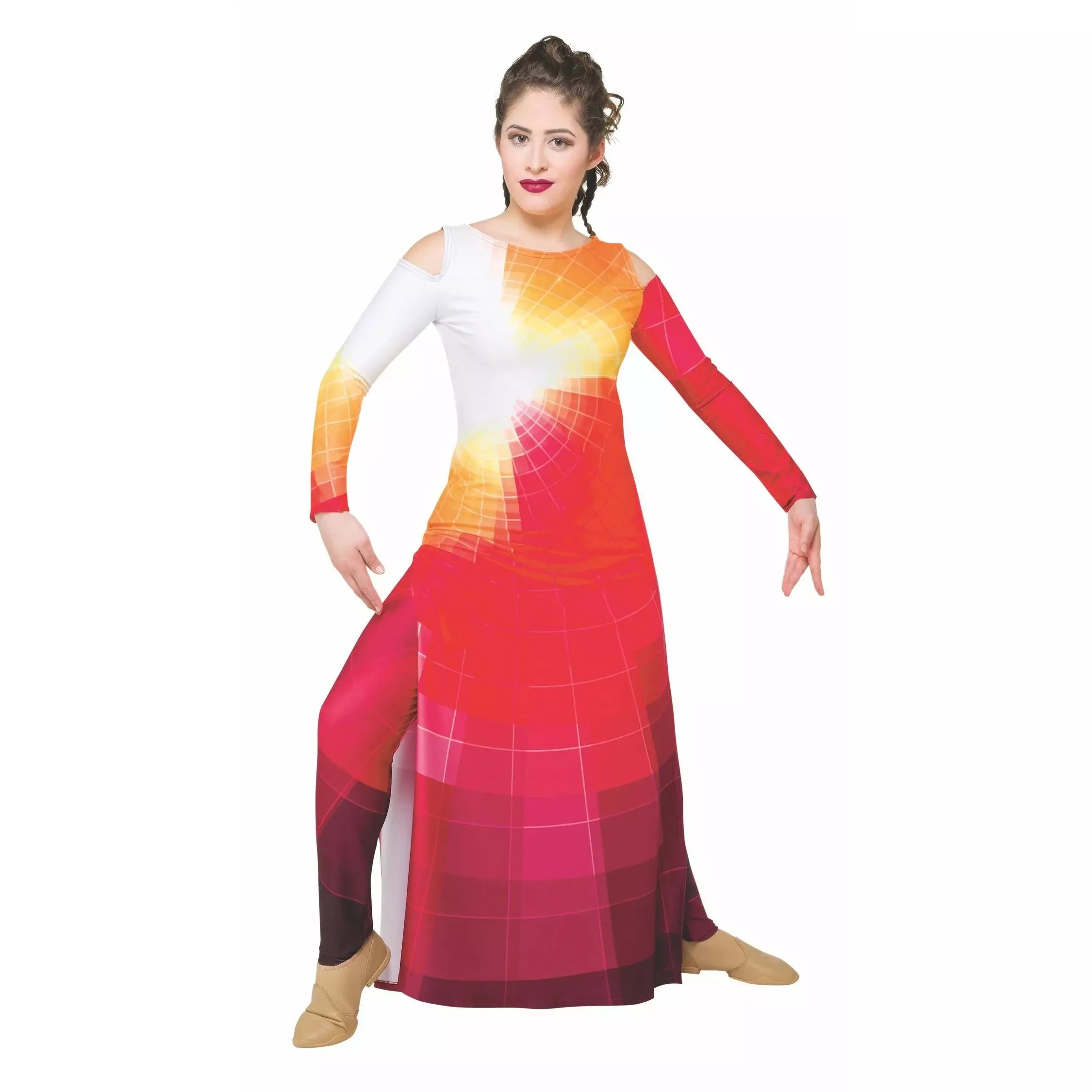 Vestido digital con hombros descubiertos